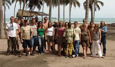 Simons friends and family at Anomabo Beach
